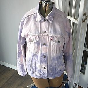 VTG 90S LEVIS CUSTOMIZED LEVIS TIE DYE JEAN JACKET WOMANS L